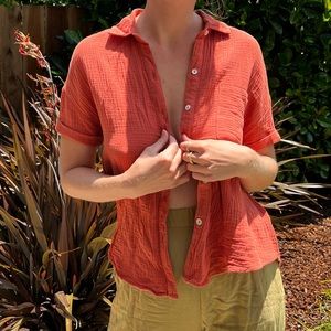 coral short sleeve button down